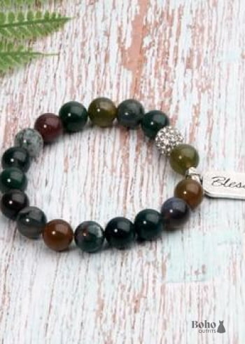 Boho Bracelet, Green Amazonite Blessed